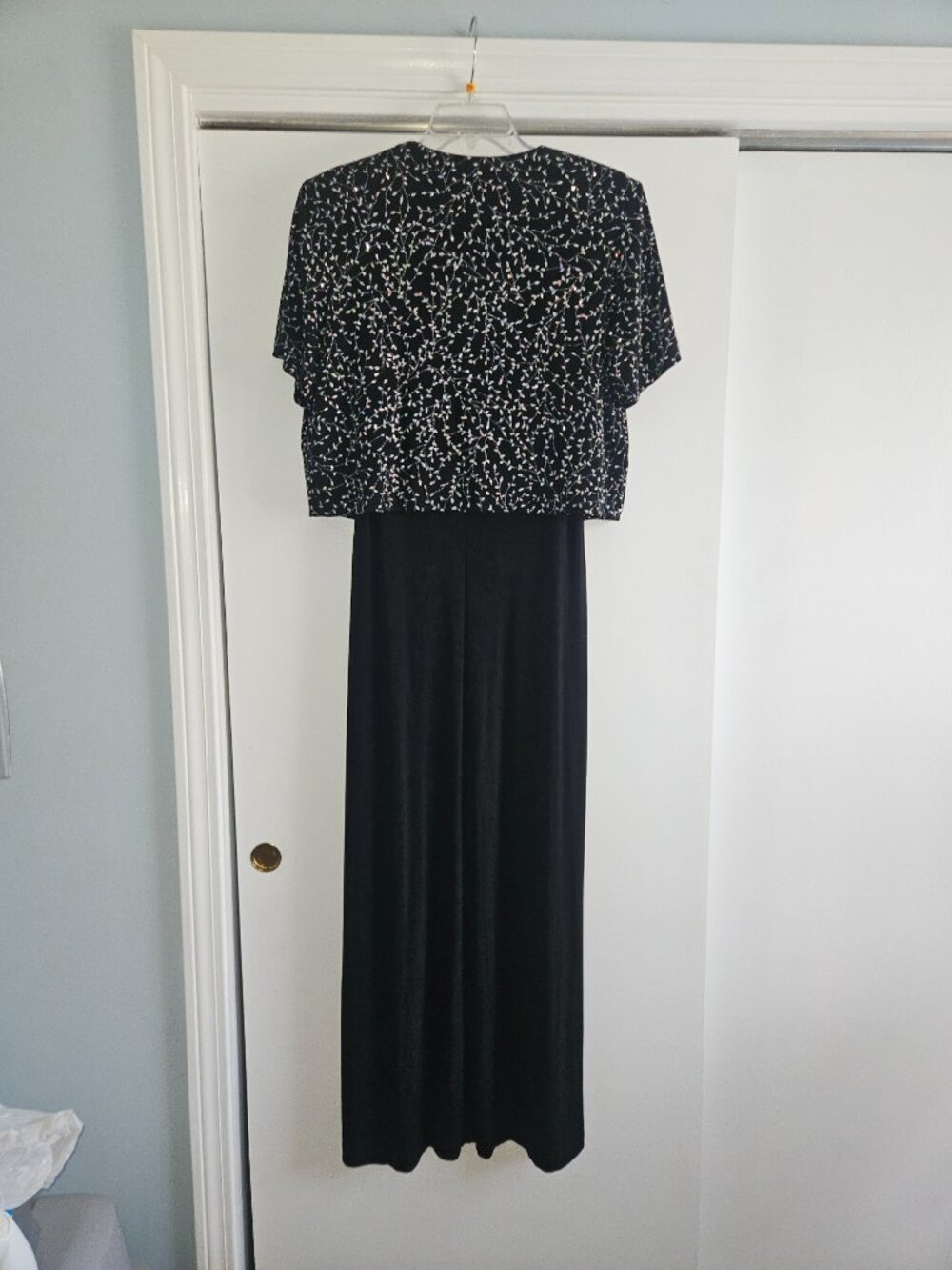 Ronni Nicole Black & White 2 Piece Pop-Over Easy Care Knit 16 Maxi Dress - Picture 6 of 12